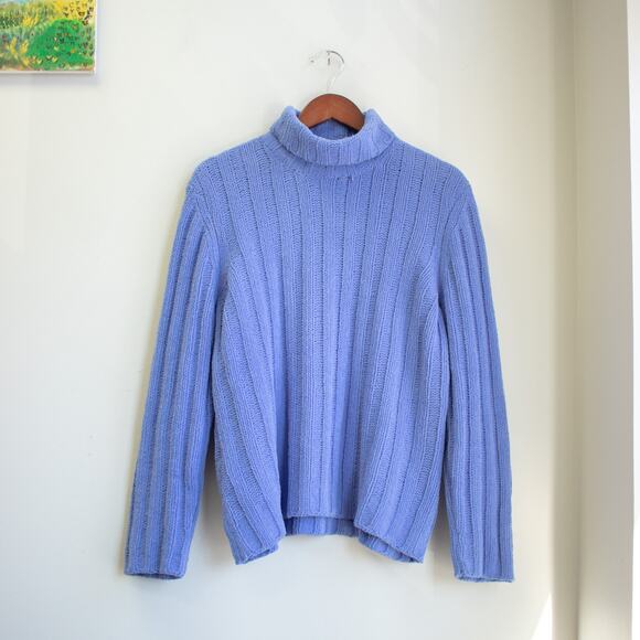 Basic Editions Comfy Ribbed Blue Turtleneck Sweater Size Extra Large - Picture 1 of 7